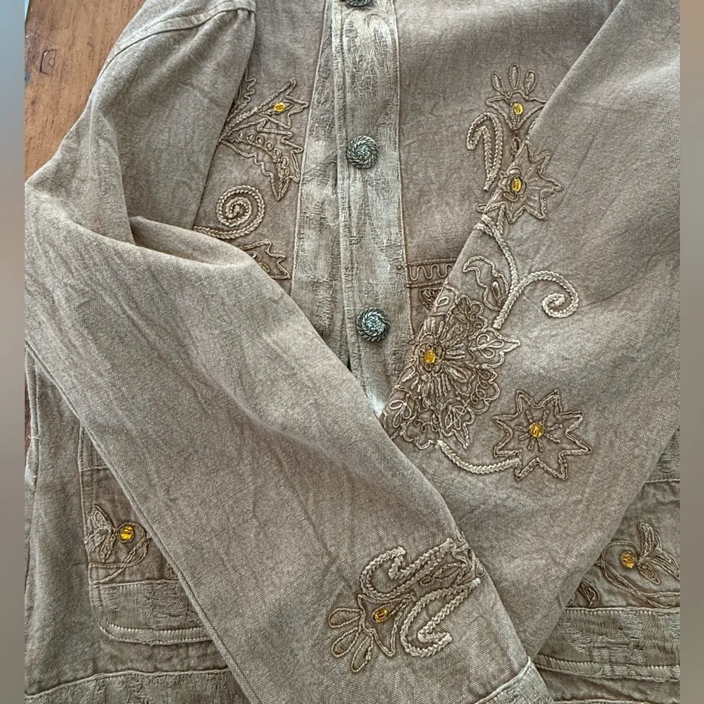 Flashback 100% Cotton Gold Embroidered Jacket